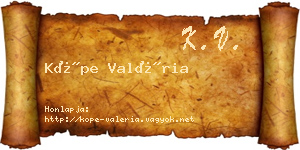 Köpe Valéria névjegykártya